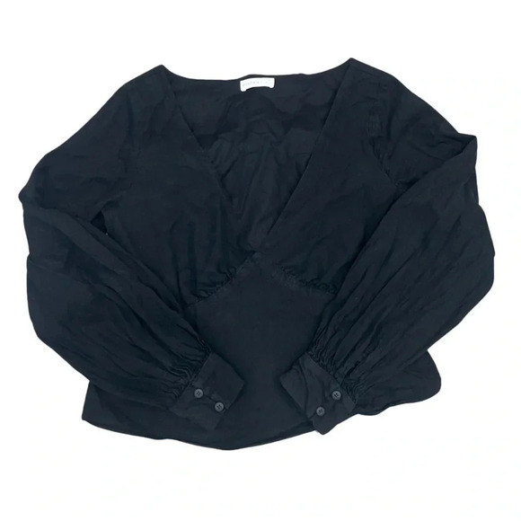 Kookai V-neck Balloon Sleeves Tie Top
Black  Cotton Size Medium - Picture 1 of 8